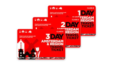 Amsterdam region travel ticket for 1 to 3 days